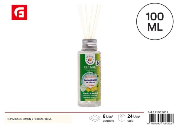 Rep. Mikado Limón y Herbal 100ml - Aceite aromático para difusores