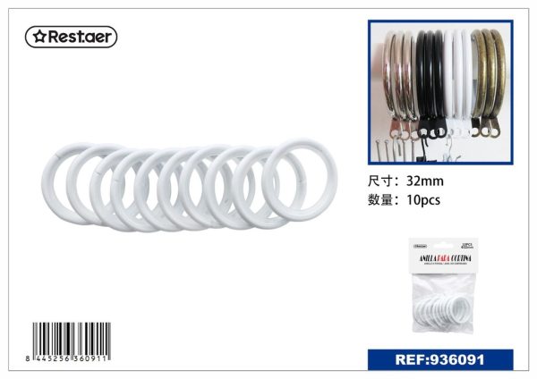 Anillas de cortina de metal con interior pintado 10pcs blancas para cortinas