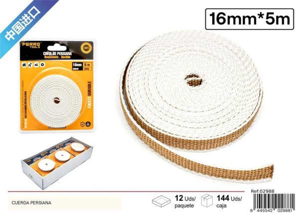 Cuerda persiana color tierra 16 mm x 5 m - Accesorios de ferretería