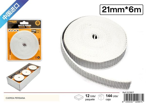 Cuerda persiana gris 21mm x 6m - Accesorios para cortinas