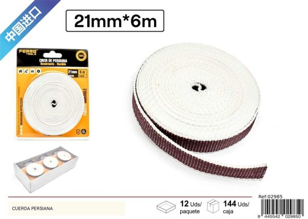 Cuerda persiana marrón 21mm x 6m - Accesorios para cortinas