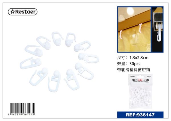 Ganchos con rodillo para cortinas 30 pcs - Accesorios para cortinas