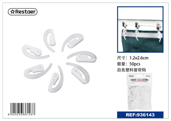 Ganchos de cortina blancos 50PCS cortos 1.1*2.6CM - Accesorios para cortinas