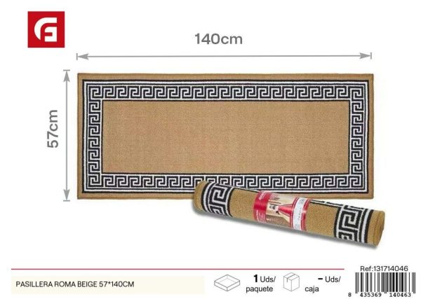 Pasillera Roma beige 57 x 140 cm - Alfombras y decoración