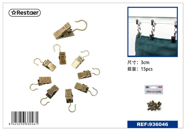 Pinza para cortinas de color antiguo con 15 piezas - Accesorios para cortinas