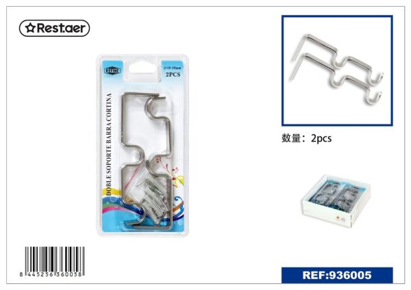 SOPORTE para varilla de cortina plata 2 piezas - Accesorios para cortinas