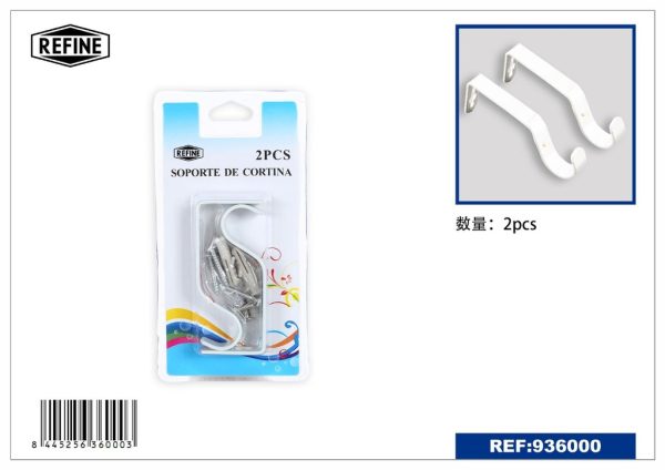 Soporte para barra de cortina blanco 2 pcs - Accesorios para cortinas