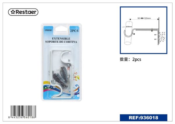 Sopote para barra de cortina expandible blanco 2PCS - Accesorios de cortinas