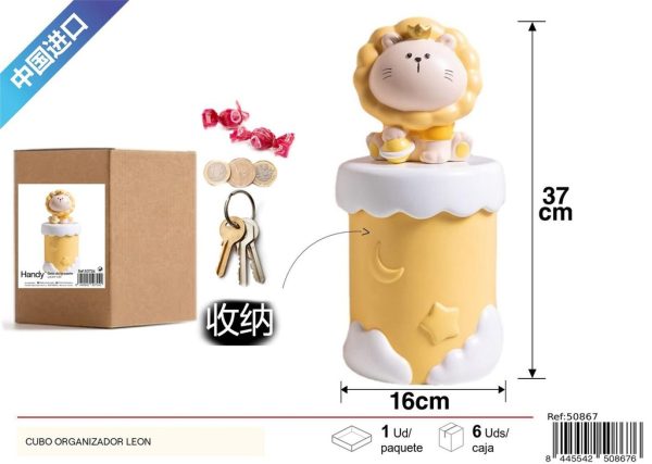 Cubo Organizador León Grande Amarillo - Decoración para el Hogar