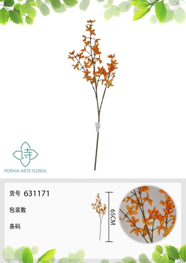 Flora de primavera falsa de un solo tallo naranja - Decoración floral