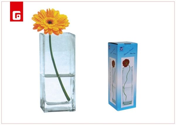Florero de cristal 10*10*30cm para decoración del hogar