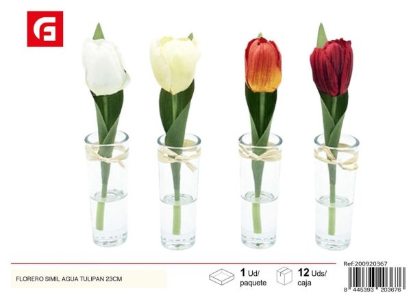 Florero simil agua tulipán 23 cm - Accesorios decorativos