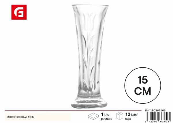 Jarrón de cristal de 15 cm - Decoración del hogar y floreros