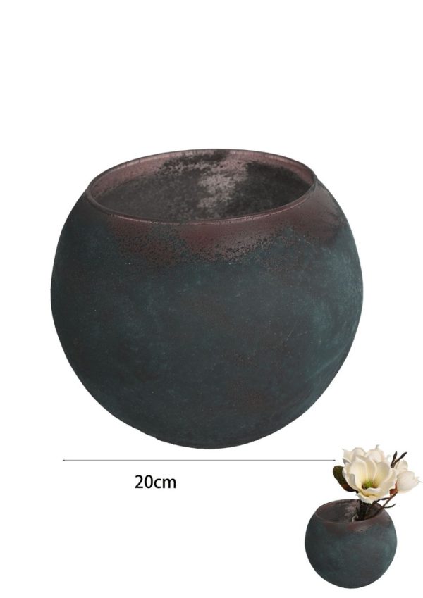 Pecera de 20 cm cobre oxidado - Flores artificiales
