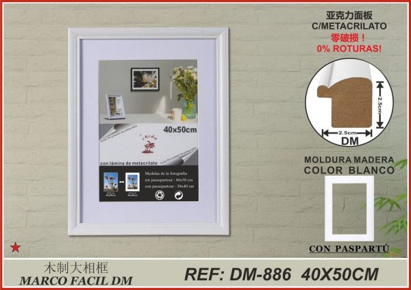 Marco fácil de madera DM-886 40x50 cm - Decoración para fotos