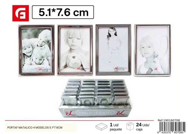 Portaf fotos metálico 4 modelos 5.1x7.6cm - Marcos de fotos