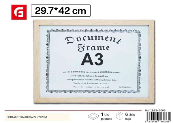 Portafoto de madera 29.7x42 cm - Marcos y diplomas