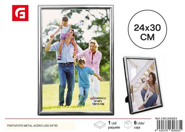 Portafoto de metal acero liso 24 x 30 cm - Artículos decorativos