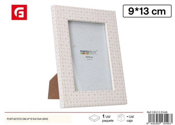 Portafoto de ratan gris 9*13 cm - Marco decorativo