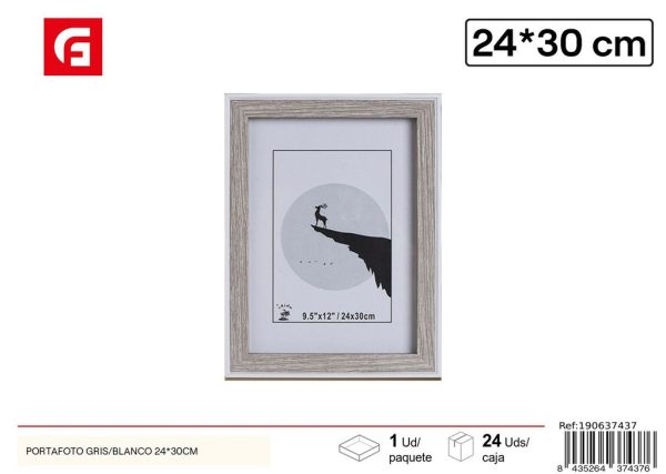 Portafoto gris 24x30 cm - Marco de fotos decorativo