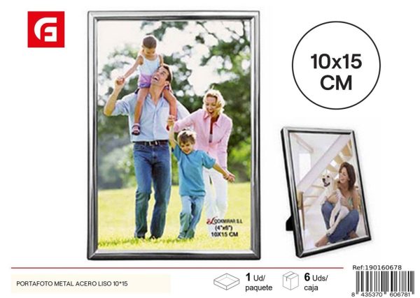 Portafoto metal acero liso 10 x 15 cm - Portafotos decorativo