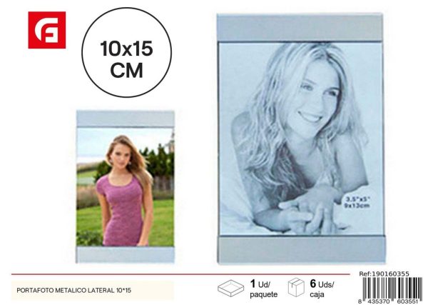 Portafoto metálico lateral 10x15cm para decoración