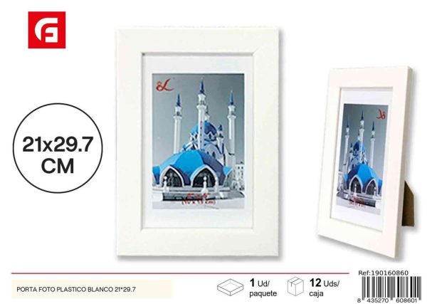 Portafotos plástico blanco 21*29.7 cm - Marco de fotos decorativo