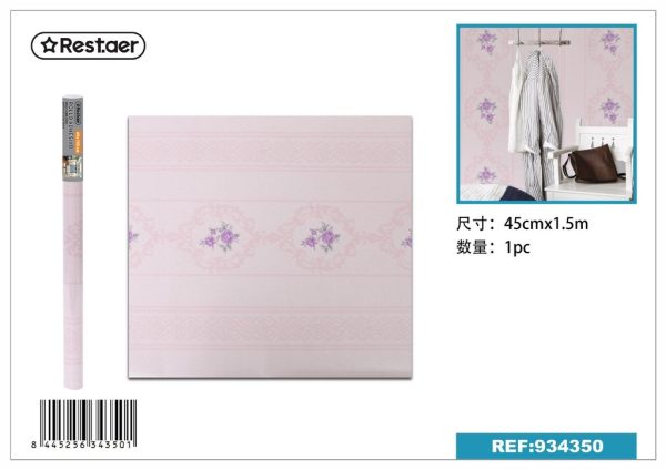 Papel pintado adhesivo 45cmx1.5m con diseño floral para decoración del hogar