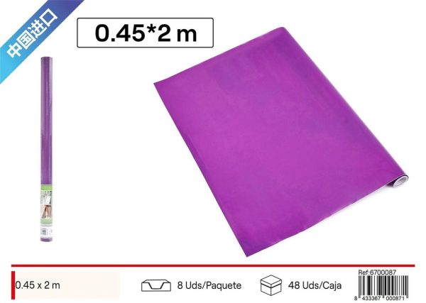 Rollo adhesivo papel decorativo en color morado oscuro 0.45x2m