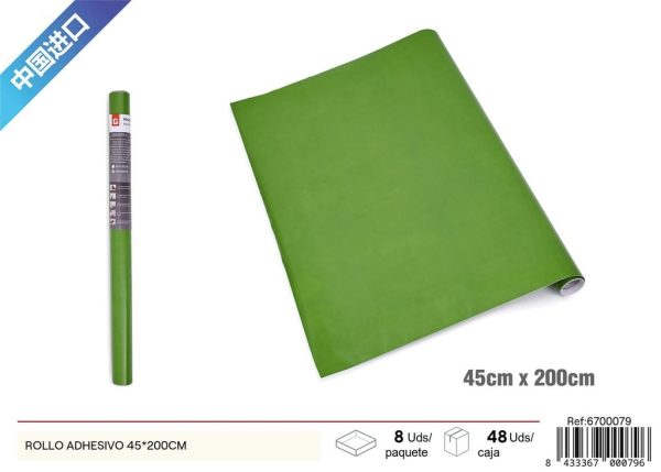 Rollo adhesivo papel decorativo en color verde manzana 45x200 cm