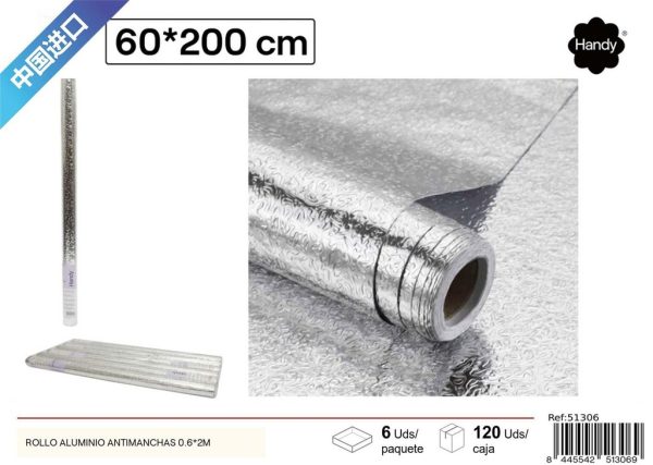 Rollo anti-manchas de aluminio 0.6x2m - Decoración del hogar