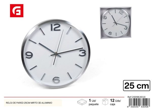 Reloj de pared 25 cm aluminio 3D Mirto - Decoración del hogar