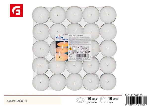 Pack de 50 velas tealight blancas - Ambientadores y velas