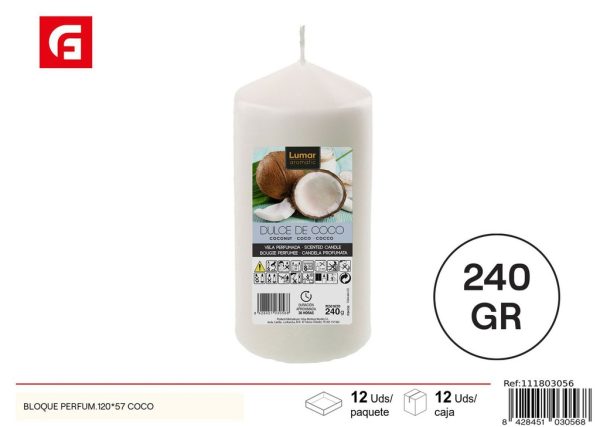 Vela aromática en bloque 120*57 Coco - Velas de columna aromáticas