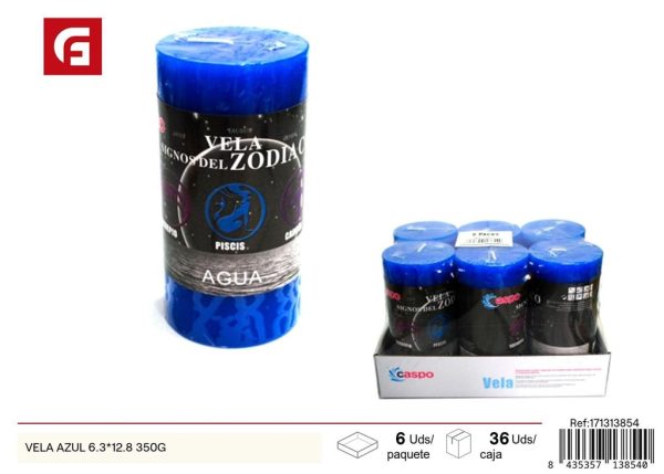 Vela azul 6.3*12.8 350g - Velas aromáticas