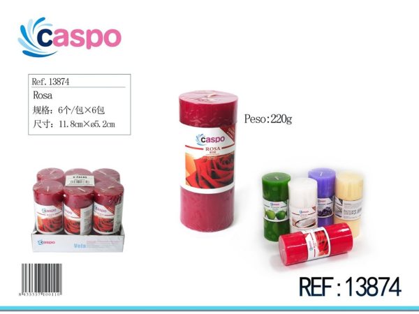 Vela de té rosa 220gr 5.2x11.8 para decoración y eventos