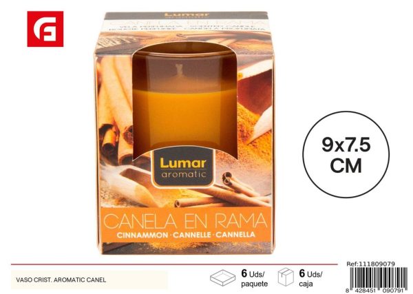 Vela en vaso de cristal aroma canela - Vela aromática decorativa