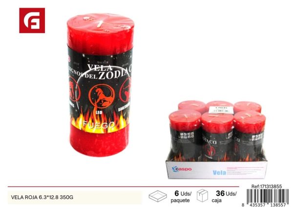 Vela roja 6.3*12.8 350g - Velas aromáticas
