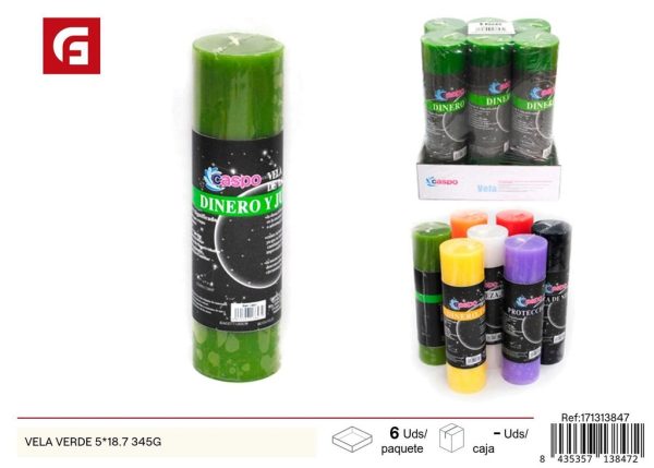 Vela verde 5*18.7 345g - Velas aromáticas