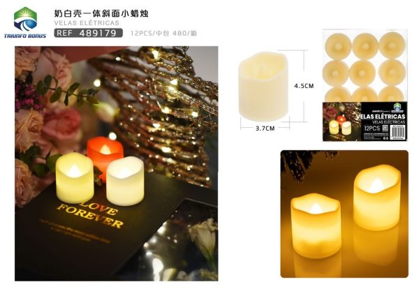 Velas LED eléctricas blancas marfil integradas con superficie inclinada 3.7*4.5 cm