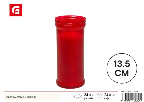 Velón Santísimo V-5C rojo para decoración y oración
