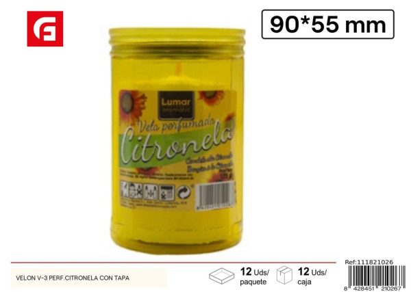 Velón V-3 de citronela con tapa - Velas aromáticas