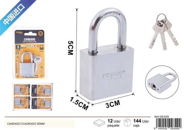 Candado cuadrado 30 mm - Herramientas de seguridad