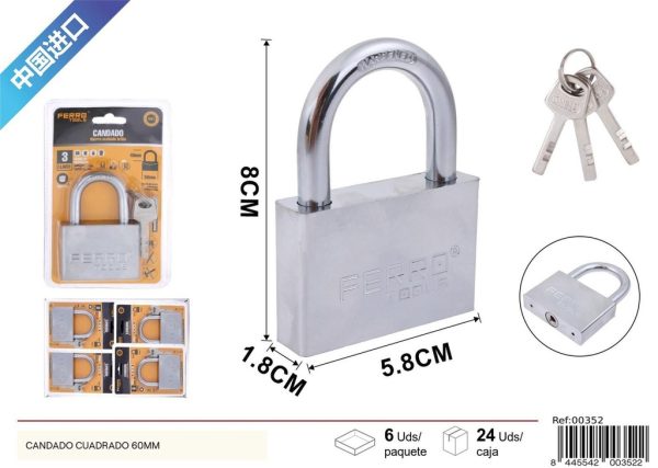 Candado cuadrado 60 mm - Seguridad para cerraduras