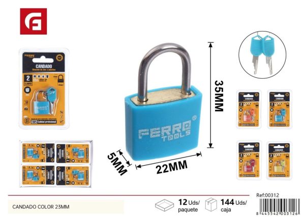Candado de colores 23mm seguridad