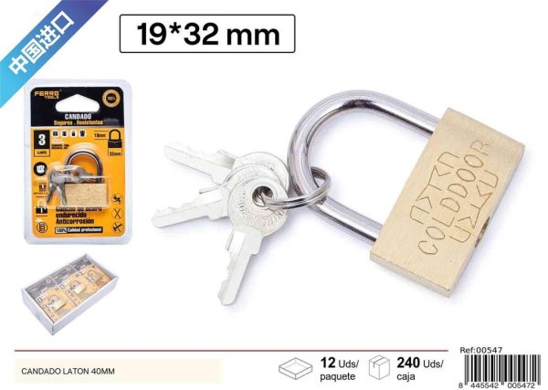 Candado de latón 40 mm - Seguridad y ferretería