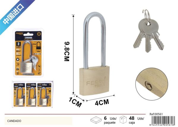 Candado de latón largo pesado 40 mm - Ferretería