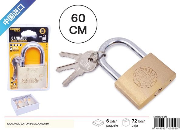 Candado de latón pesado de 60 mm - Seguridad en ferretería
