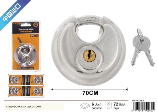 Candado forma disco de acero inoxidable 70mm para seguridad
