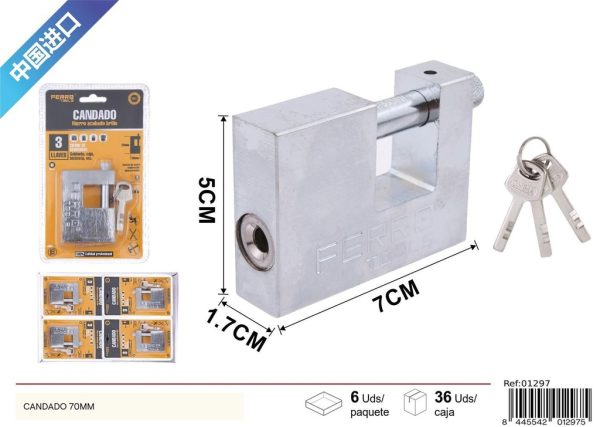 Candado rectangular de 70 mm - Candados y seguridad